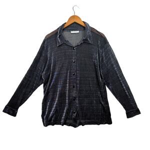Fashion Formula Shimmer Poet Victorian Gray Shine Club 70s 80s Button Shirt XL